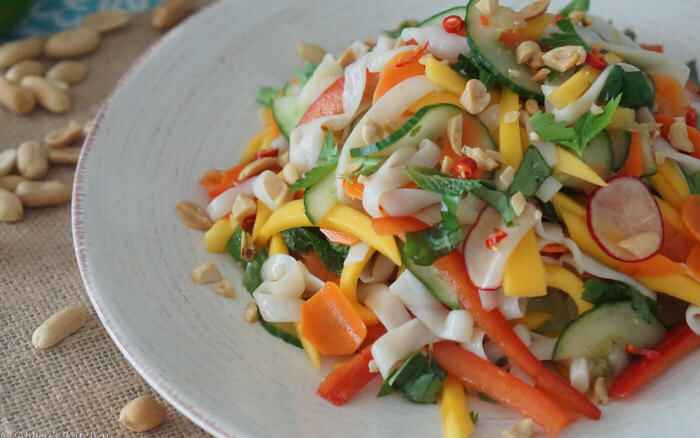 Asian Cold Noodle Salad with Mango and Pickled Vegetables